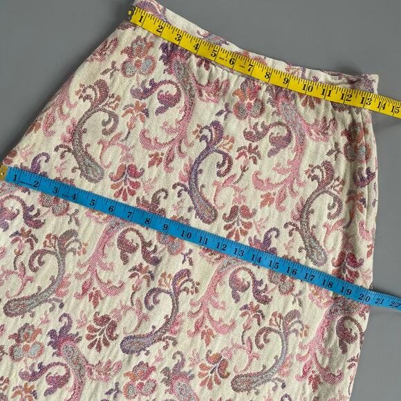 60s LANVIN Maxi Skirt Vintage Paisley Wool 27.5" Waist Size 42 Brocade Paris - Picture 8 of 11